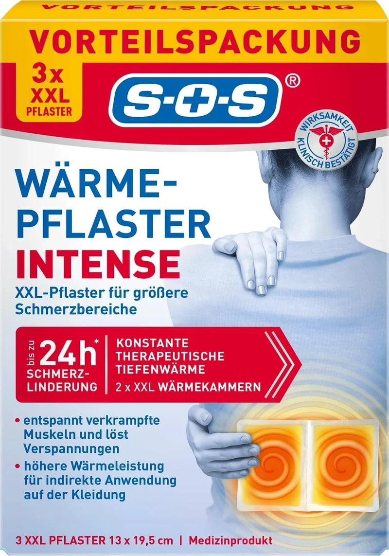 SOS Wärme-Pflaster INTENSE, XXL Wärmepflaster für Rückenschmen, 1x3 Stk., neu&ovp