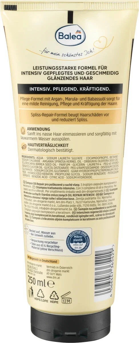 Balea Professional Shampoo Oil Repair Intensiv, 250 ml, Neu
