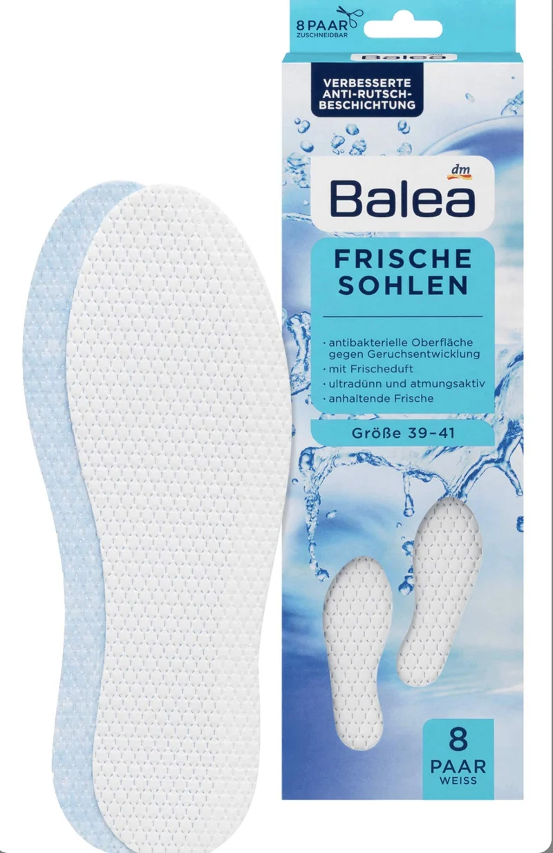 balea Frische Einlegesohlen, Größe 39-41, Weiß, 8 Paar