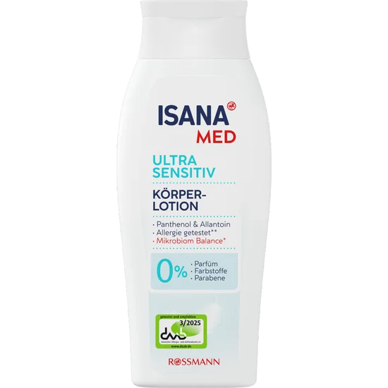 ISANA MED Körperlotion ultra sensitiv, ohne Parfüm, ohne Farbstoffe, 250 ml, neu&ovp