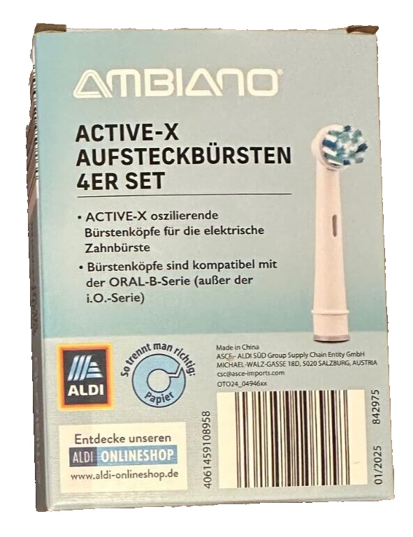 Ambiano Active-X Aufsteckbürsten, 4er Set, neu&ovp