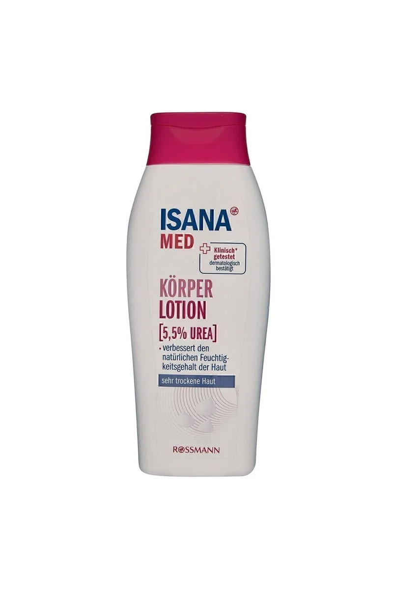ISANA MED Körperlotion (5,5 % Urea) – Feuchtigkeitspflege für sehr trockene Haut, mit Panthenol & Allantoin, Mikrobiom Balance, beruhigend & glättend, ohne Mikroplastik, 250 ml