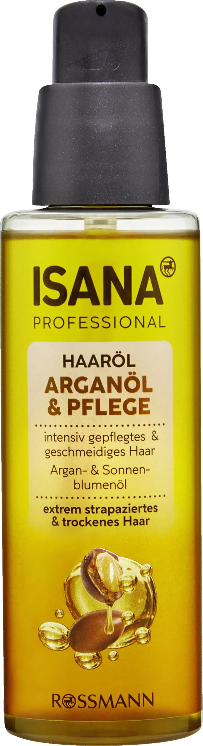 ISANA PROFESSIONAL Haaröl Arganöl & Pflege, 100 ml - Strapaziertes & trockenes Haar - Pflegeöl enhält Argan- & Sonnenblumenöl