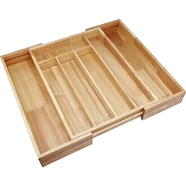 IDEENWELT Besteckkasten aus Gummiholz, neu