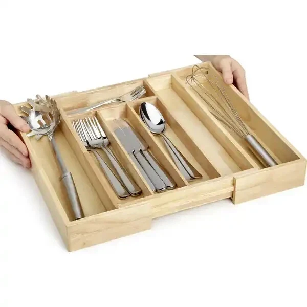 IDEENWELT Besteckkasten aus Gummiholz, neu