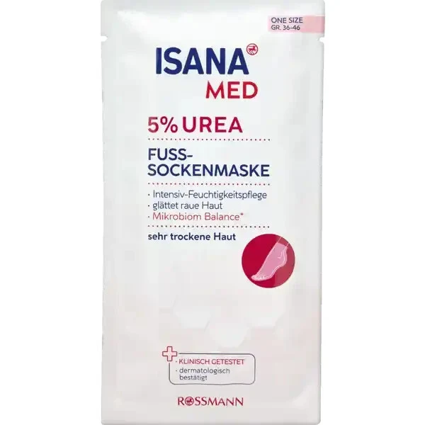ISANA MED Urea (5%) Fuss-Sockenmaske, für sehr trockene Haut, 1xPackung (1 Paar)