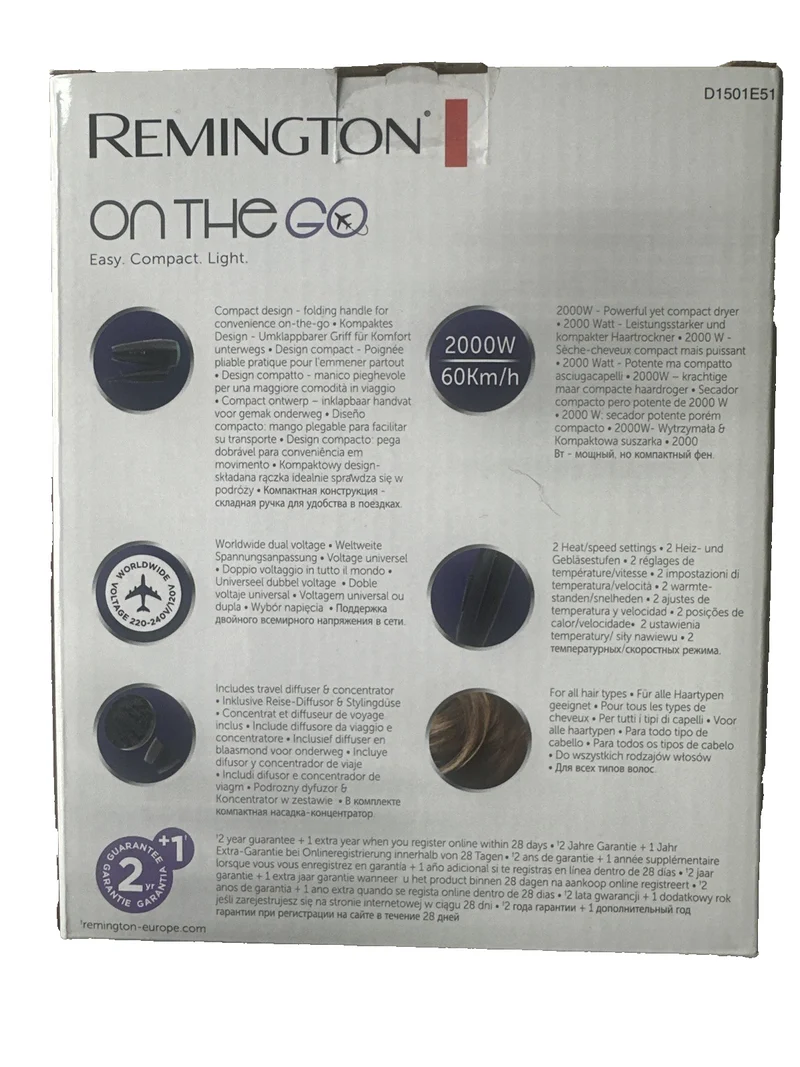 Remington Reiseföhn, 2000 W, Klappbarer Haartrockner mit Diffusor, neu&ovp