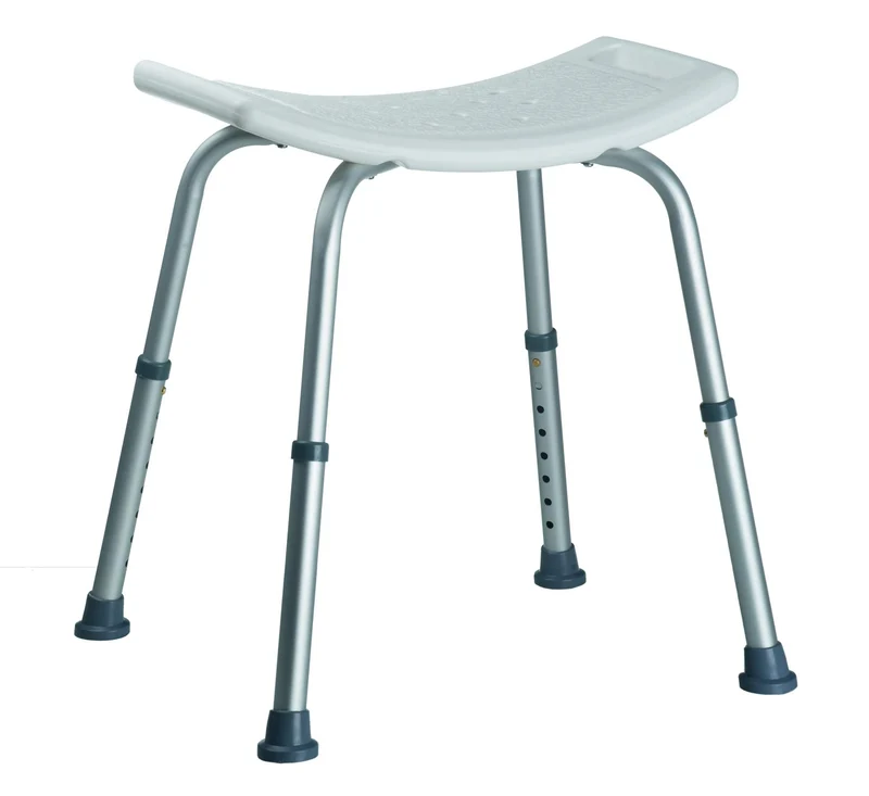 Homestyle 25742 Duschhocker, Plastik, weiß/Aluminium, 51.0 x 45.0 x 56.0 cm