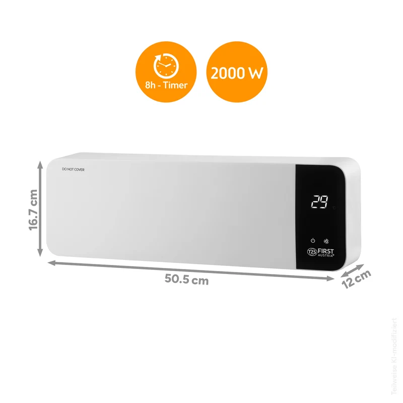 Keramik-Wandheizlüfter 2000W, mit PTC-Heizelement, inkl. Fernbedienung