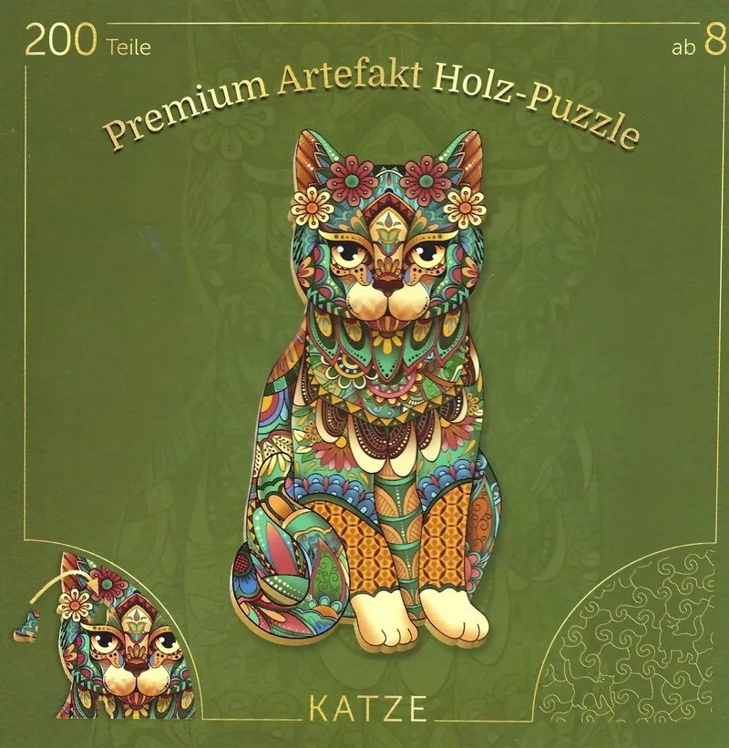 Premium Artefakt Holz Puzzle "Katze", 200 Teile, ab 8 Jahren, neu&ovp
