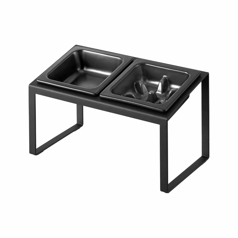 Angled Pet Food Bowls with Slow Feeder & Stand
