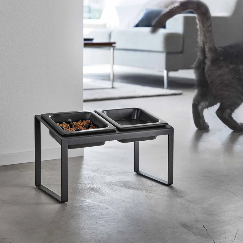 Angled Pet Food Bowls with Slow Feeder & Stand