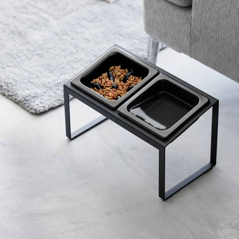 Angled Pet Food Bowls with Slow Feeder & Stand