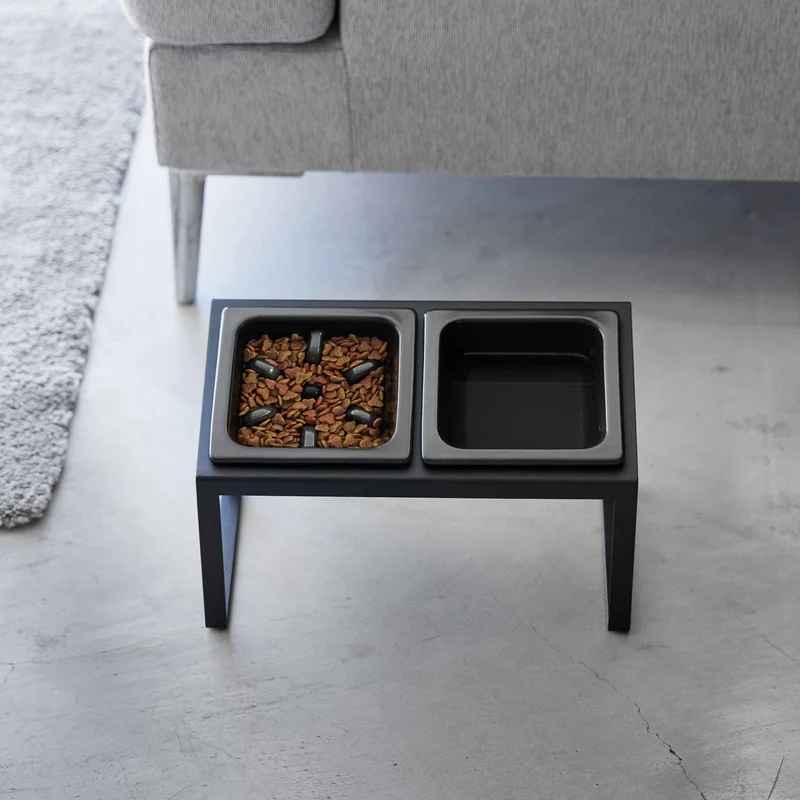 Angled Pet Food Bowls with Slow Feeder & Stand