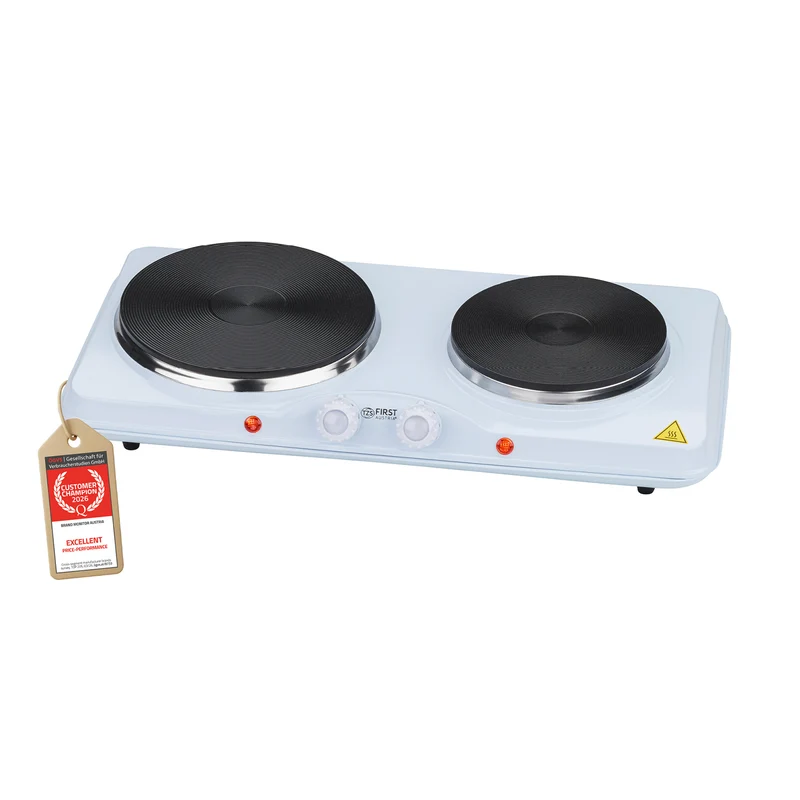 Doppelkochfeld 2500 W, 2 Gusseisen-Kochplatten, stufenloser Thermostat