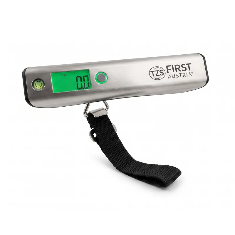 Digitale Kofferwaage 50 kg, inklusive Maßband, mit Edelstahl-Finish