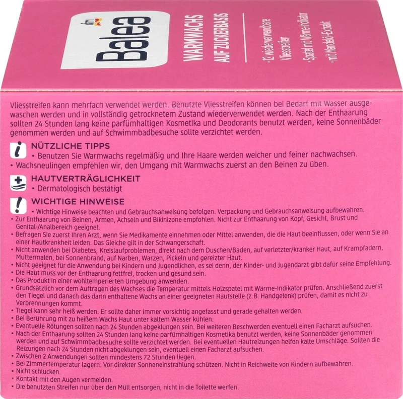 Balea Warmwachs auf Zuckerbasis, 250 ml, neu&ovp