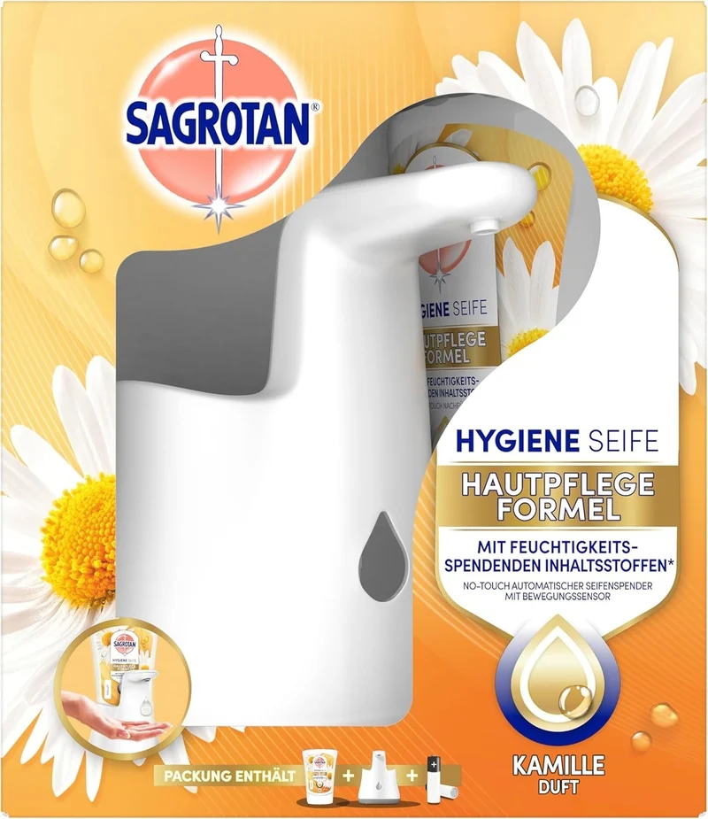 SAGROTAN No-Touch Spender Weiß + Kamille Duft Flüssigseife, 250 ml, neu&ovp