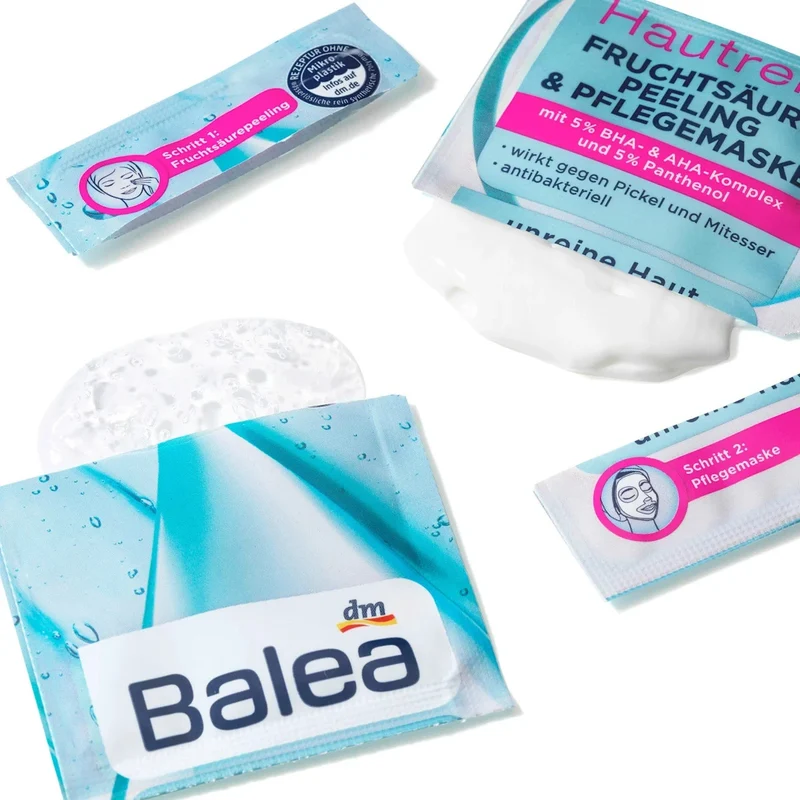 Balea Hautrein 2in1 Fruchtsäure Peeling & Pflegemaske, 2x2 Stück á 8 ml, neu