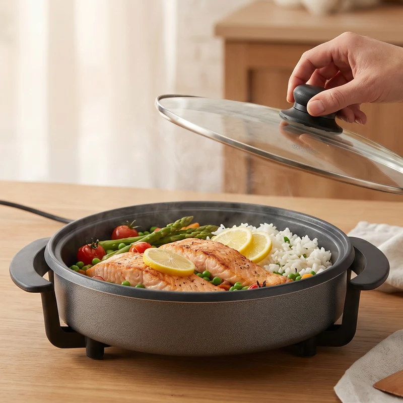 Elektrische Multipfanne 30cm, antihaftbeschichtet, inkl. Glasdeckel