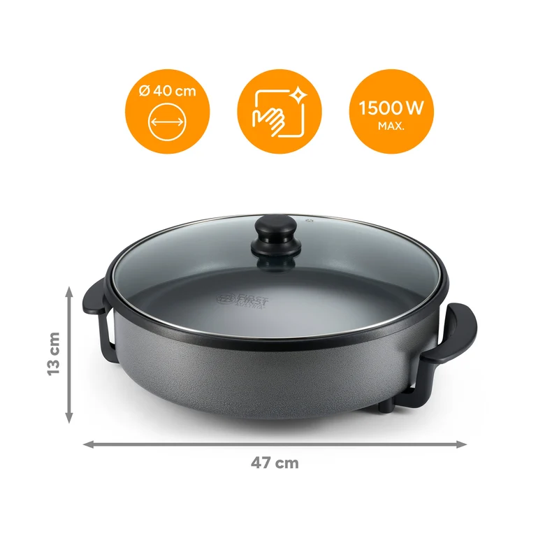 Elektrische Multipfanne 40cm, antihaftbeschichtet, inkl. Glasdeckel