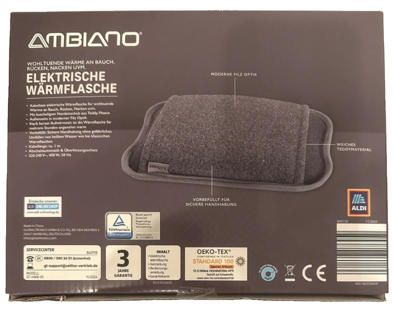 Ambiano kabellose Elektrische Wärmflasche, neu&ovp
