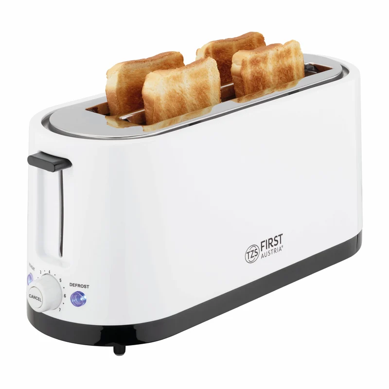 Toaster 4 Scheiben, 2 Langschlitze, mit Brötchenaufsatz