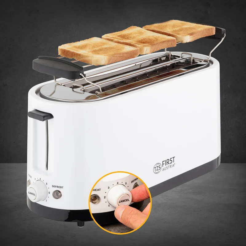 Toaster 4 Scheiben, 2 Langschlitze, mit Brötchenaufsatz