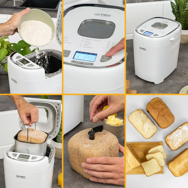 Brotbackmaschine 900g, 13 Programme, Antihaft-Beschichtung