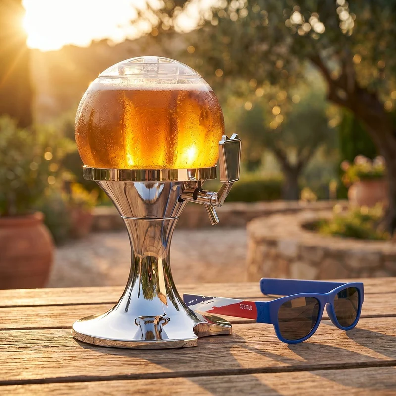 Pack Dispensador de Cerveza Refrigerante InnovaGoods y 2 Gafas de Sol Enrollables Sunfold France