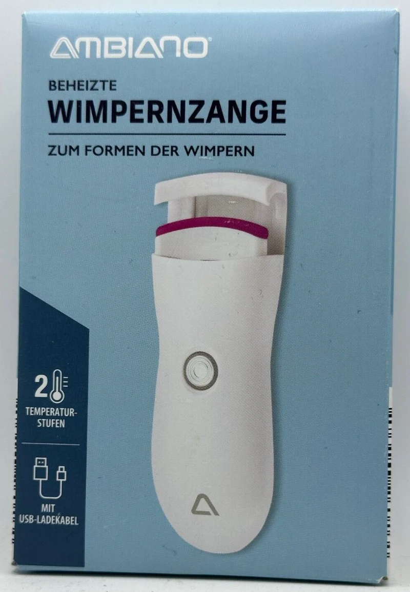 AMBIANO® Beheizte Wimpernzange zum Formen der Wimpern, weiß, aufladbar, Neu&OVP