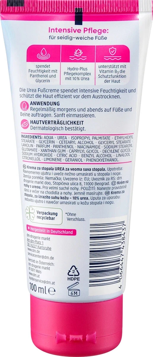 Balea Fußcreme mit 10% Urea, für sehr trockene Füsse. 100 ml, neu&ovp