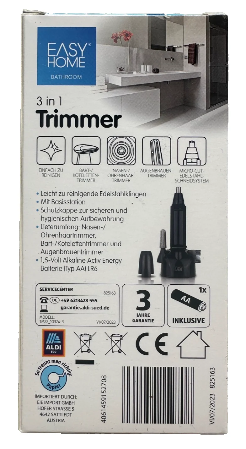Easy Home 3in1 Trimmer für Bart/Koteletten, Nasen/Ohren, Augenbrauen, neu &ovp