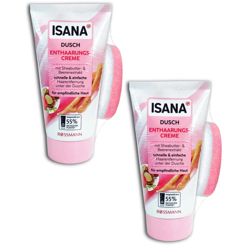 ISANA Dusch Enthaarungscreme ink. Schwamm, 2x150 ml, neu&ovp