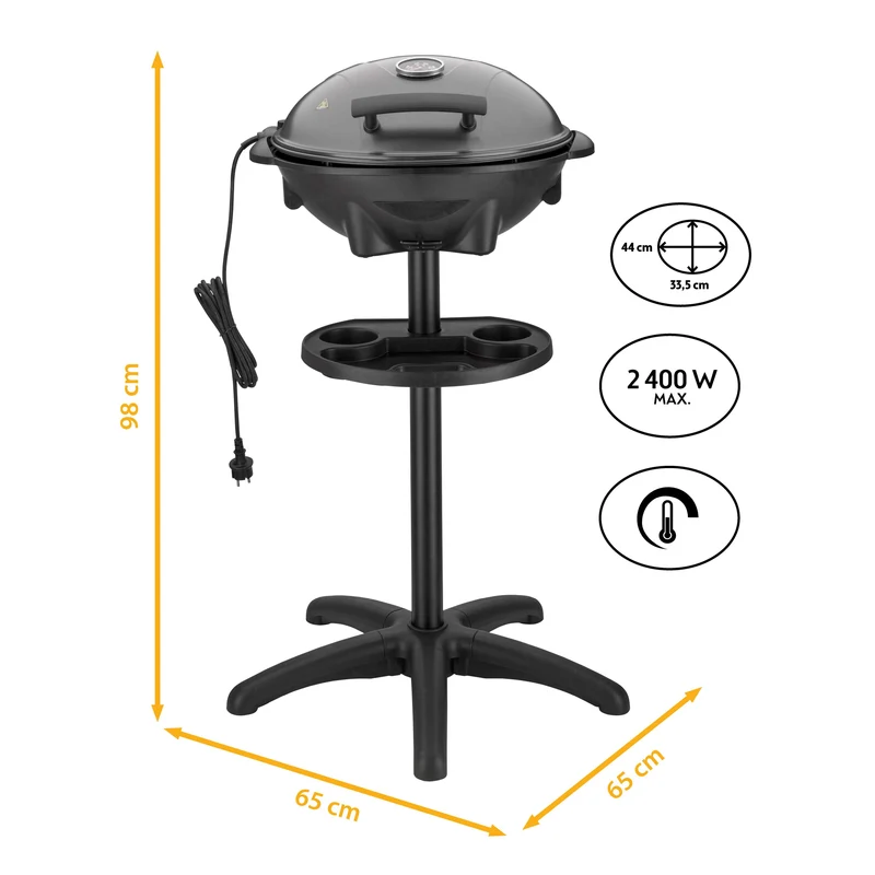 Kugelgrill, 2400W, Antihaftbeschichtung, Windschutzhaube