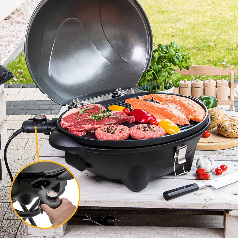 Kugelgrill, 2400W, Antihaftbeschichtung, Windschutzhaube