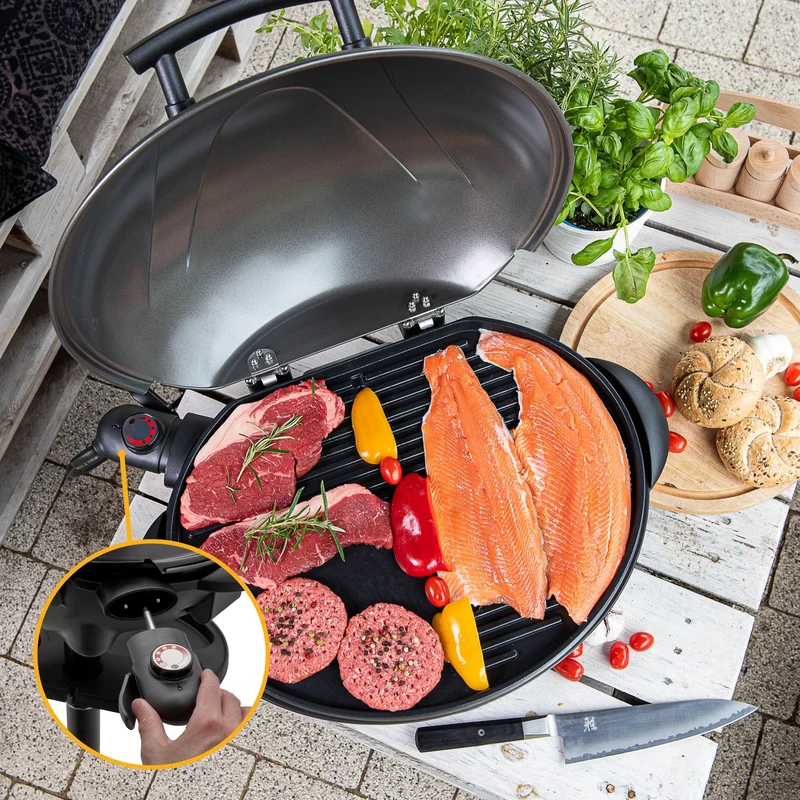 Kugelgrill, 2400W, Antihaftbeschichtung, Windschutzhaube