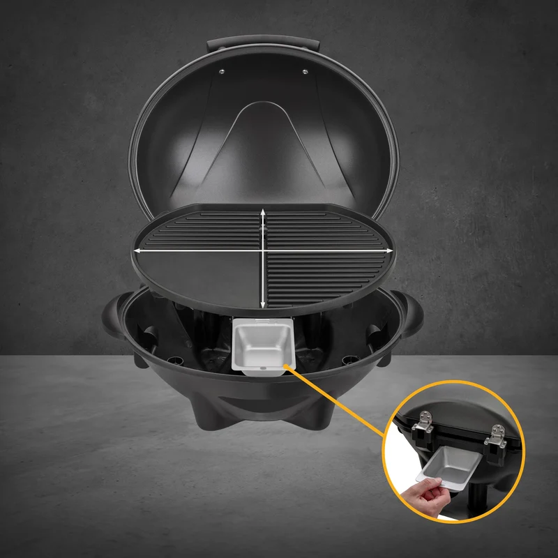 Kugelgrill, 2400W, Antihaftbeschichtung, Windschutzhaube