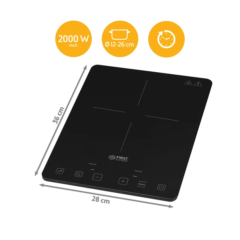 Induktionskochplatte 2000 W, Touch-Bedienung, mit Timer