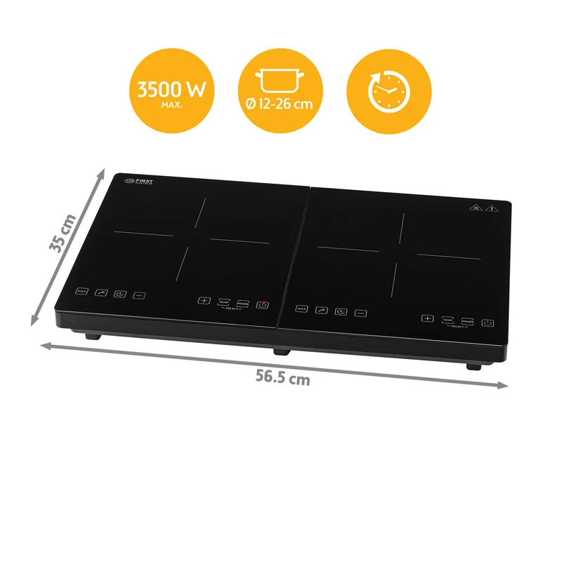Doppel-Induktionskochplatte 3500 W, Touch-Bedienung, mit Timer