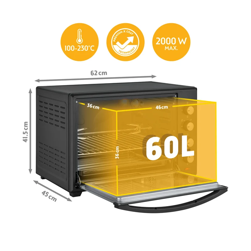 Mini-Backofen 60L, mit Umluft, Drehspieß