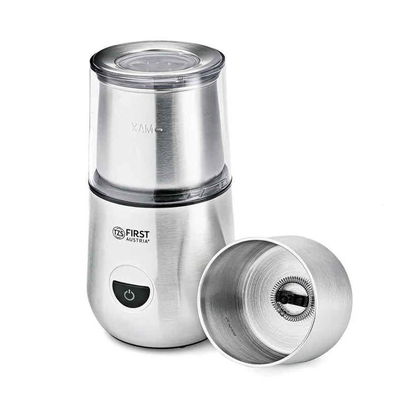Kaffeemühle mit Milchaufschäumer 50g, 2-in-1, Edelstahlbehälter