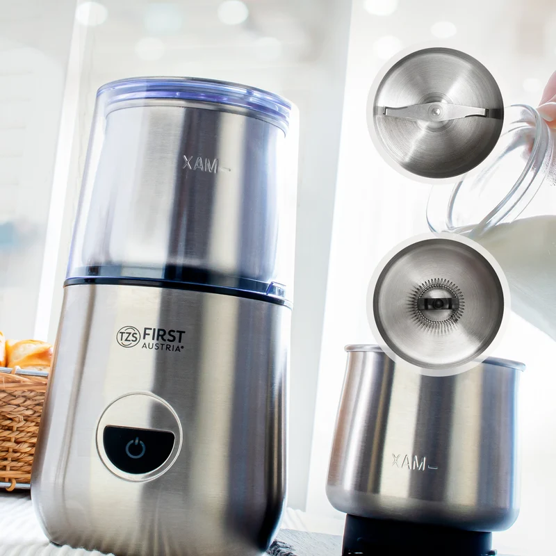 Kaffeemühle mit Milchaufschäumer 50g, 2-in-1, Edelstahlbehälter