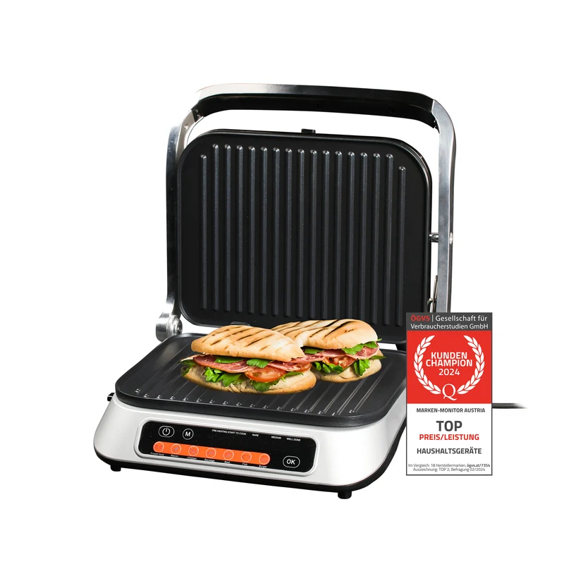 Kontaktgrill digital, Tischgrill, 2100W, antihaftbeschichtete Platten
