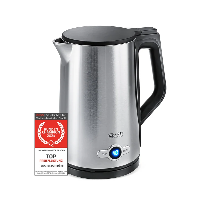 Wasserkocher 1,7 L Edelstahl, 7 Temperaturstufen, Touch Control