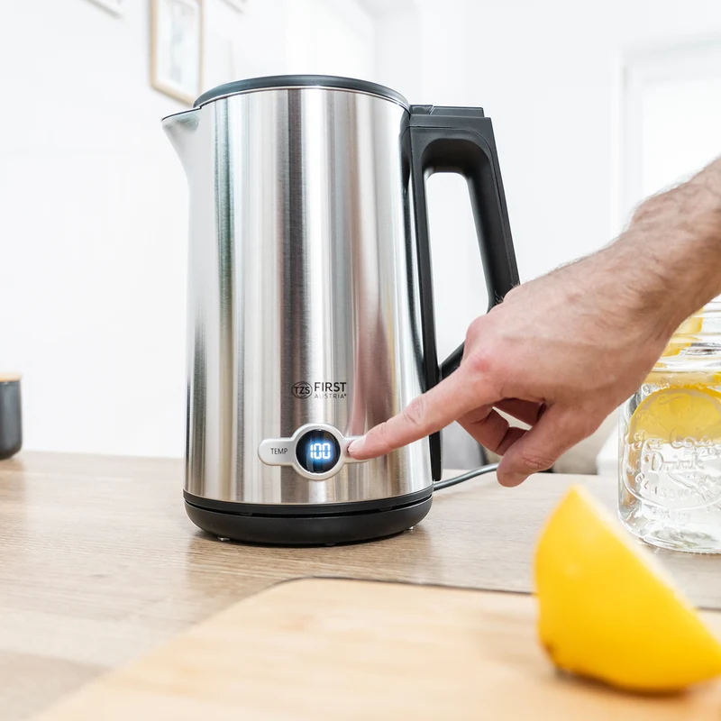 Wasserkocher 1,7 L Edelstahl, 7 Temperaturstufen, Touch Control