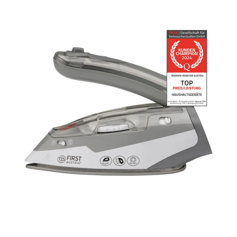 Reisebügeleisen 70 ml, klappbarer Griff, Keramikbügelsohle