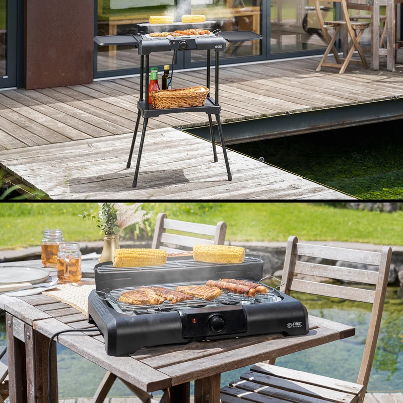 Standgrill, 2200W, mit Windschutz & Ablage