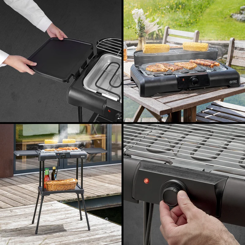 Standgrill, 2200W, mit Windschutz & Ablage