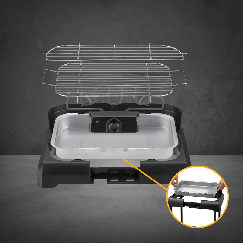 Standgrill, 2200W, mit Windschutz & Ablage